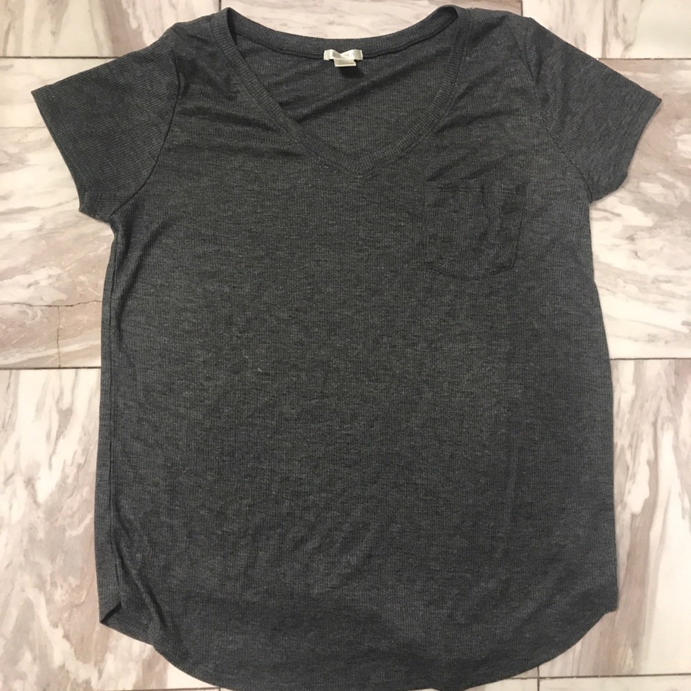 Grey ribbed Bozzolo t-shirt with pocket